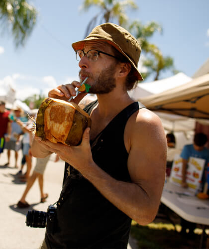 Enjoy a fresh coconut at MangoMania